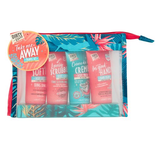 Dirty Works Take Me Away Travel Set Hand Cream 50ml & Body Wash 50ml & Body Scrub 50ml & Body Butter 50ml