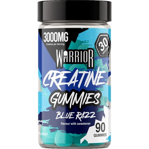 Warrior Creatine Gummies Хранителна добавка с креатин за повишаване на мускулната сила & издръжливост с вкус на синя малина 90 желирани бонбона - Blue Razz