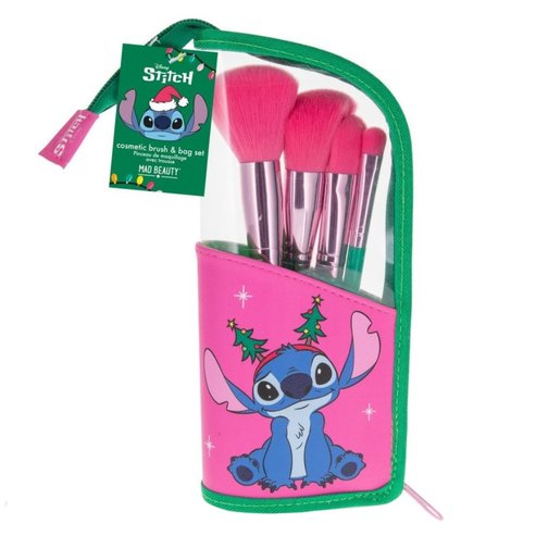Mad Beauty Promo Stitchmas Cosmetic Brush & Bag 4 бр &  Подарък торбичка 1 бр