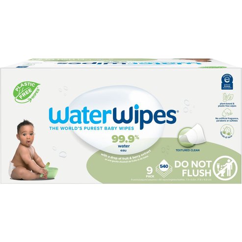 WaterWipes Textured Clean Baby Wipes 540 бр (9x60 Wipes)