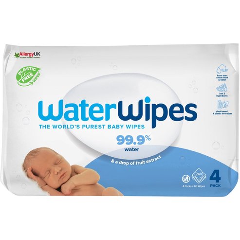 WaterWipes Baby Wipes 0m+, 240 бр (4x60 бр)