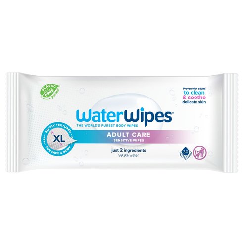 WaterWipes Adult Care Sensitive Wipes XL, 30 Кърпички