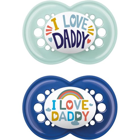 Mam Ι Love Mummy & Daddy Orthodontic Silicone Soother 16m+ Светло синьо - синьо 2 части, код 265SB1