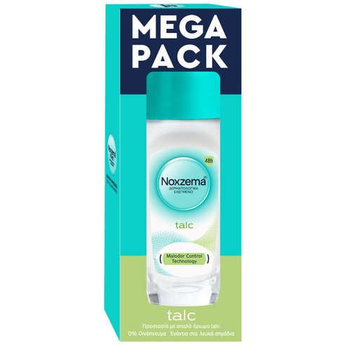 Noxzema Promo Talc Roll On Дамски антиперспирантен дезодорант roll on с аромат на памук за 48-часова защита от пот и неприятна миризма 100ml (2x50ml)