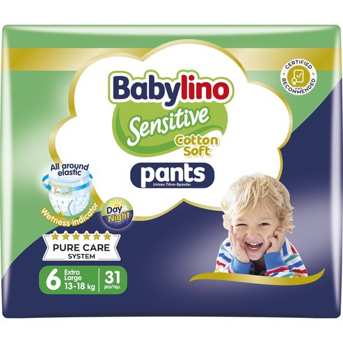 Babylino Sensitive Pants Cotton Soft Unisex No6 Extra Large (13-18kg) 31 бр