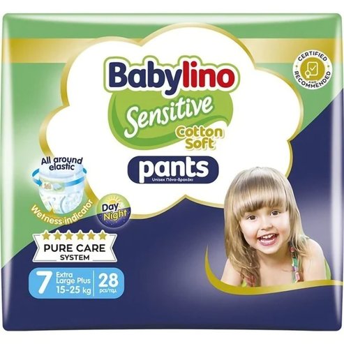 Babylino Sensitive Pants Cotton Soft Unisex No7 Extra Large Plus (15-25kg) 28 бр