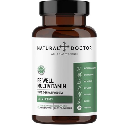 Natural Doctor Be Well Multivitamin Хранителна добавка с витамини, минерали & ензими за справяне с умората и изтощението, силен имунитет & покриване на хранителни дефицити 60veg.caps