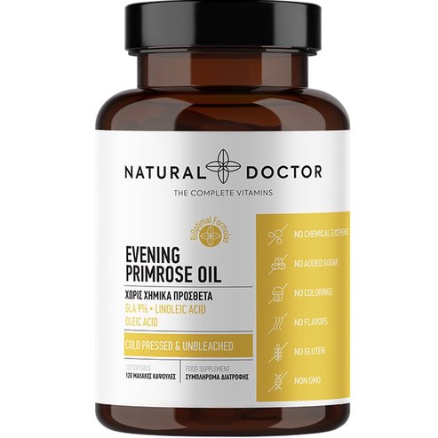 Natural Doctor Evening Primrose Oil Добавка с масло от вечерна иглика, богато на Омега-6 мастни киселини за справяне със симптомите на менопаузата 120 капс