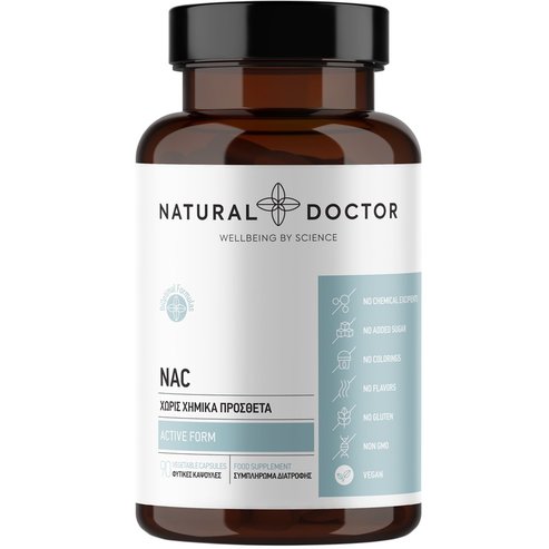 Natural Doctor NAC 300mg Добавка за Н-ацетил-L-цистеин (NAC), Подкрепяща Детоксикацията на Организма, Здравето на Черния Дроб и Дихателната Система 90 вегетариански капсули