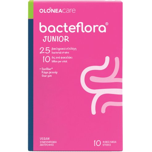 Olonea Bacteflora Junior Хранителна добавка с пробиотици за деца, за здравето на чревния микробиом на прах с неутрален вкус 10 Sticks
