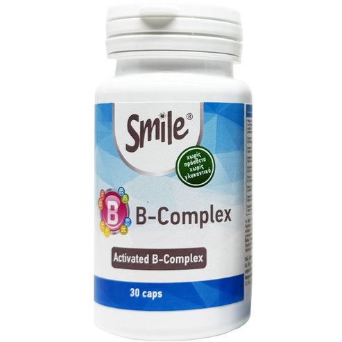 Smile B-Complex Хранителна добавка с комплекс от витамини B за нормалното функциониране на нервната система, срещу умора & отпадналост за повишена умствена работоспособност 30caps