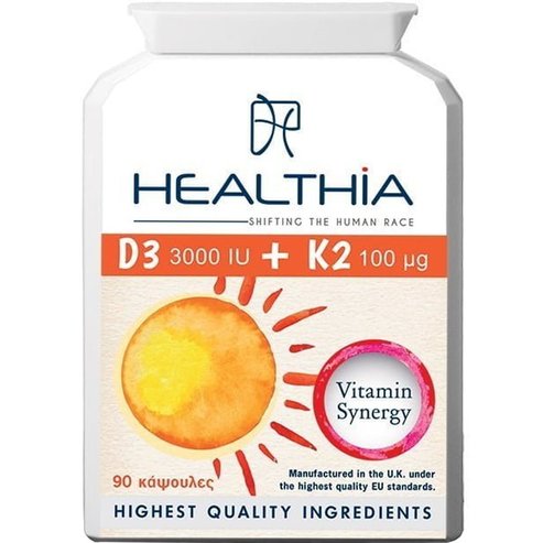 Healthia Vitamin D3 3000iu & Κ2 100μg 90caps