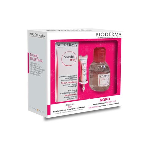 Bioderma PROMO PACK  Sensibio Riche Cream 40ml & FREE GIFT Sensibio H20 100ml & Sensibio Gel Contour Des Yeux 2ml