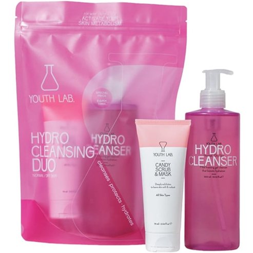 Youth Lab Promo Candy Scrub & Mask 75ml & Hydro for Normal & Dry Skin Mild Foaming Cleanser Gel 300ml