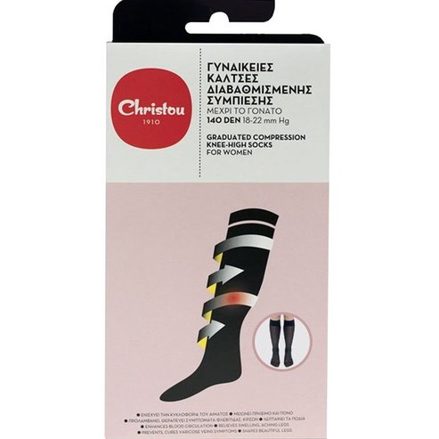 Christou Hi-Tech Compression Socks for Women CH-018 140 DEN 18-22mm Hg Black 1 чифт - Medium