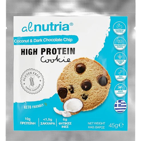 Alnutria High Protein Cookie 45g 1 бр - Coconut & Dark Chocolate Chip