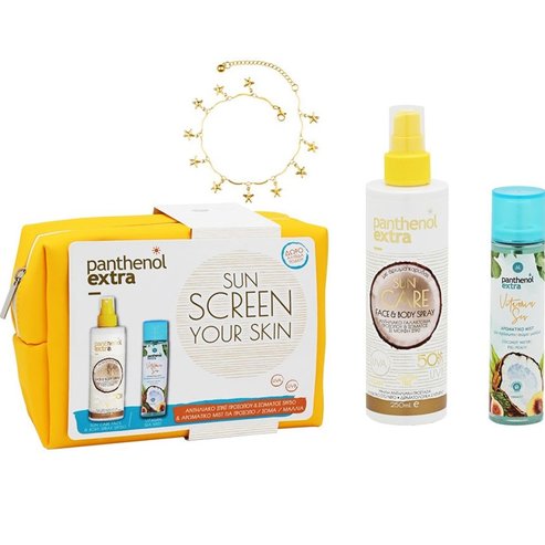 Medisei Panthenol Extra Promo Sun Care Face - Body Spray Spf50, 250ml & Vitamin Sea Mist 100ml & Подарък Верига за крака 1 бр & Подарък торбичка 1 бр
