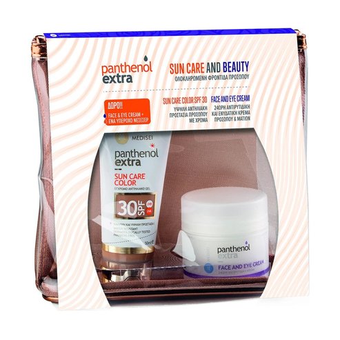 Medisei Promo Sun Care & Beauty Panthenol Extra Sun Care Color Spf30, 50ml & Face & Eye Cream 50ml & Подаръчна торбичка