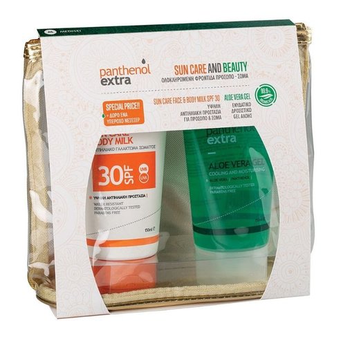Medisei Promo Sun Care & Beauty Panthenol Extra Sun Грижа за лице и тяло Spf30, 150ml & Aloe Vera Gel 150ml & Подаръчна торбичка