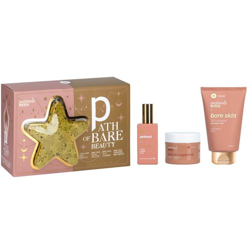 Medisei Panthenol Extra Promo Bare Skin Eau de Toilette 50ml & Superfood Body Mousse 100ml & 3 in 1 Face, Body & Hair Cleanser 200ml & Starlight Sage Bath Confetti 15g