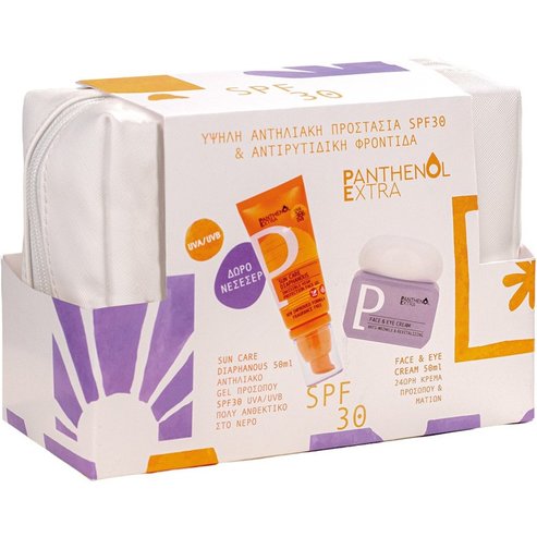 Panthenol Extra Promo Sun Care Diaphanous Spf30 Face Gel 50ml & Anti-Wrinkle & Revitalizing Face & Eye Cream 50ml & Подарък Несесер 1 Брой