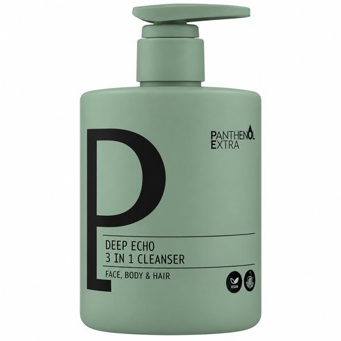 Panthenol Extra Deep Echo 3in1 Cleanser Мъжки тонизиращ душ гел и шампоан за лице, тяло и коса с прекрасен аромат, с помпа 500ml
