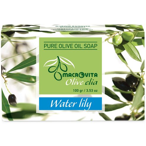 Macrovita Pure Oilve Oil Soap маслинов сапун на калъп за лице, тяло и коса, идеален за чувствителна кожа 100g - Water Lily
