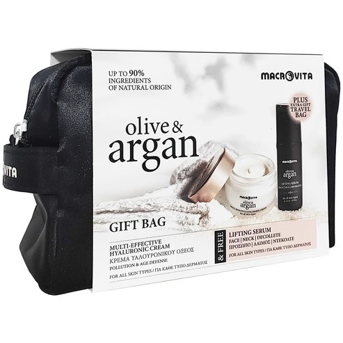 Macrovita Gift Pack Olive&Argan Multi-Effective Hyaluronic Face Cream All Skin Types 50ml&GIFT Lifting Serum 30ml&Тоалетна чанта