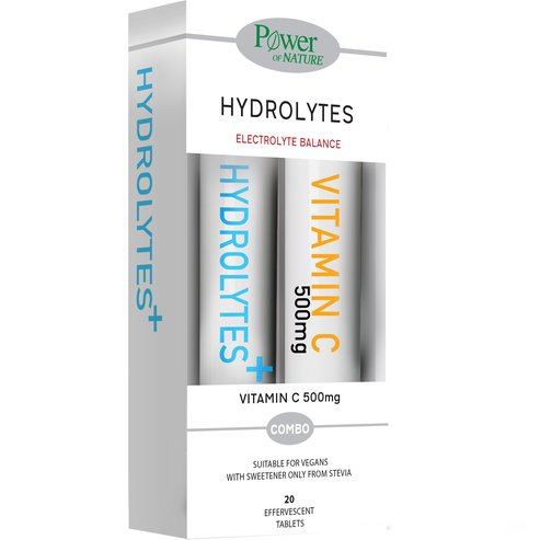Power Health Hydrolytes Stevia 20eff.tabs & подарък Vitamin C 500mg 20 Eff.tabs