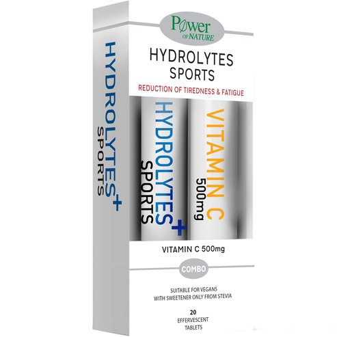 Power Health Promo Hydrolytes Sports Хидролити със стевия и подарък витамин С 500mg 2 x 20tabs