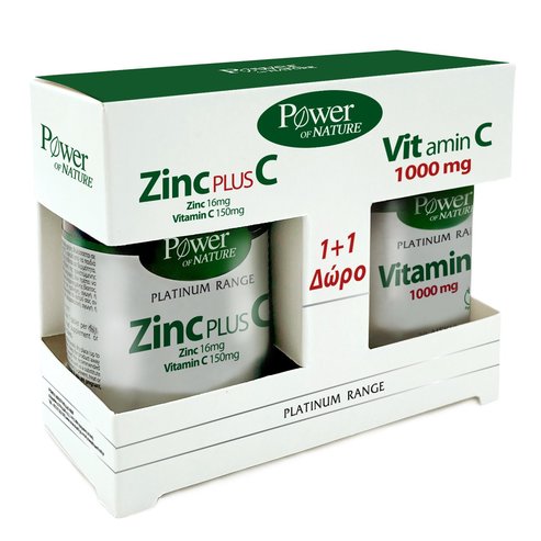 Power of Nature PROMO PACK Platinum Range Zinc Plus C 30tabs & Подарък Vitamin C 1000mg 20tabs