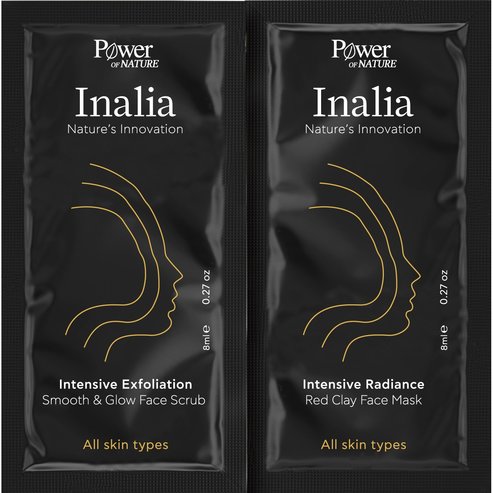 Inalia Intensive Exfoliation Smooth & Glow Face Scrub 8ml & Intensive Radiance Red Clay Face Mask 8ml