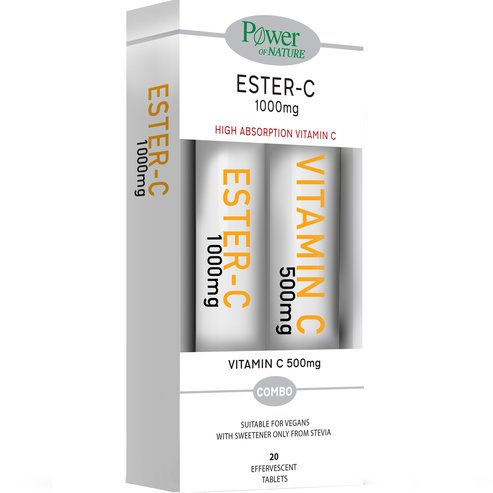 Power Health Promo Ester Vitamin C 1000mg 20 Effer.tabs - Peach & Passion Fruit & Vitamin C 500mg 20 Effer.tabs - Orange