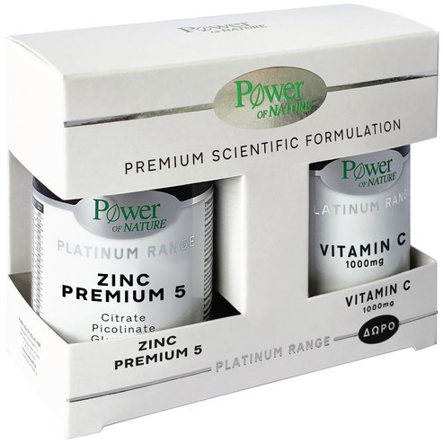 Power Health Promo Platinum Range Zinc Premium 5, 30caps & Подарък Vitamin C 1000mg 20tabs