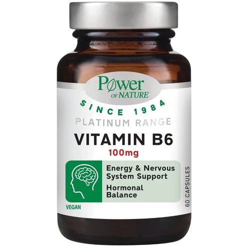 Power Health Platinum Range Vitamin B6 100mg Хранителна добавка с витамин B6 за нормалното функциониране на нервната & имунната система, както & за регулиране на хормоналната активност 60caps
