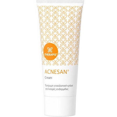 Therapis Acnesan Cream Покривен хидратиращ дневен крем за лице с цвят за тъмна мазна кожа, склонна към акне 75ml