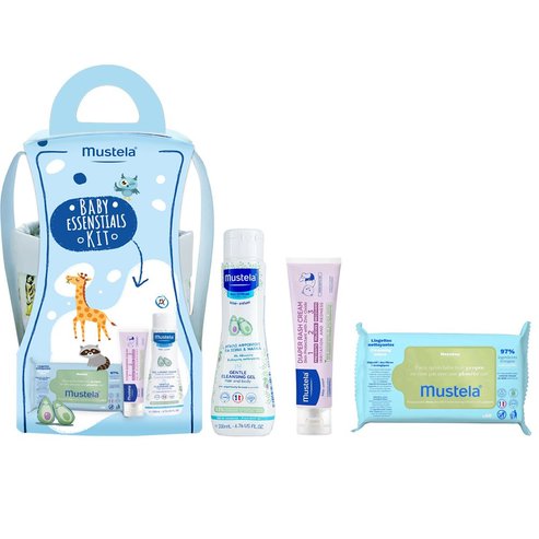 Mustela Promo Gentle Cleansing Gel 400ml (2x200ml) & Cleansing Wipes 60 бр & 123 Vitamin Barrier Cream 100ml