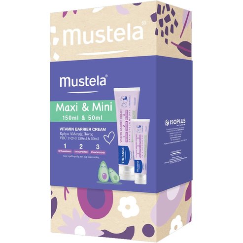 Mustela Promo 123 Vitamin Barrier Cream Бебешки крем при смяна на пелени с тройно действие за зоната под пелената 200ml (150ml+50ml)