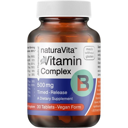 Natura Vita Vitamin B Complex хранителна добавка с витамини от група B за здравето на нервната система, енергия и хормонален баланс 30 таблетки
