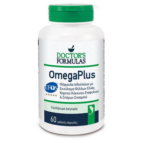 Doctor\'s Formulas OmegaPlus Хранителна добавка, Формула рибено масло с олеуропеин и екстракт от червено грозде, 60 капс.