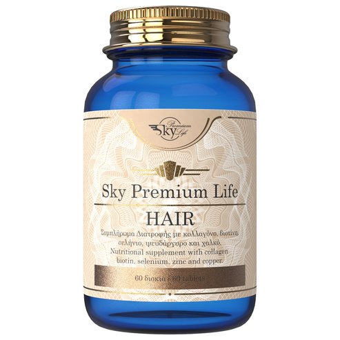 Sky Premium Life Hair Хранителна добавка с колаген, биотин, селен и цинк 60 Tabs