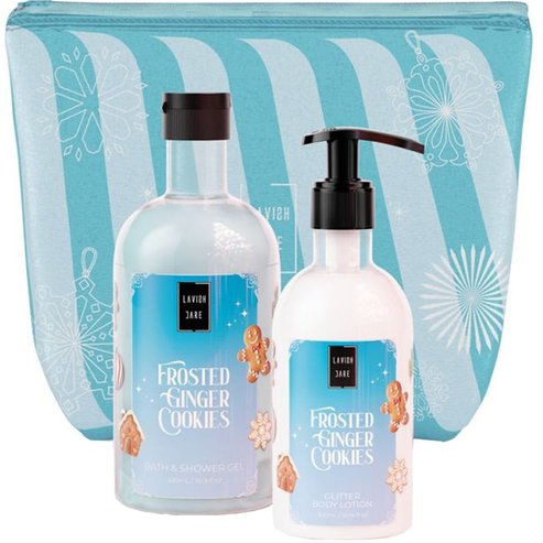 Lavish Care Promo Frosted Ginger Cookies Bath & Shower Gel 500ml & Glitter Body Lotion 300ml & торбичка 1 бр