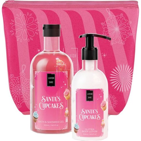 Lavish Care Promo Santa\'s Cupcakes Bath & Shower Gel 500ml & Glitter Body Lotion 300ml & торбичка 1 бр