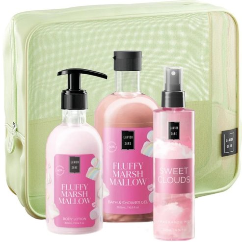 Lavish Care Promo Fluffy Marshmallow  Bath & Shower Gel 500ml & Body Lotion 300ml & Sweet Clouds Mist 200 ml & торбичка 1 бр