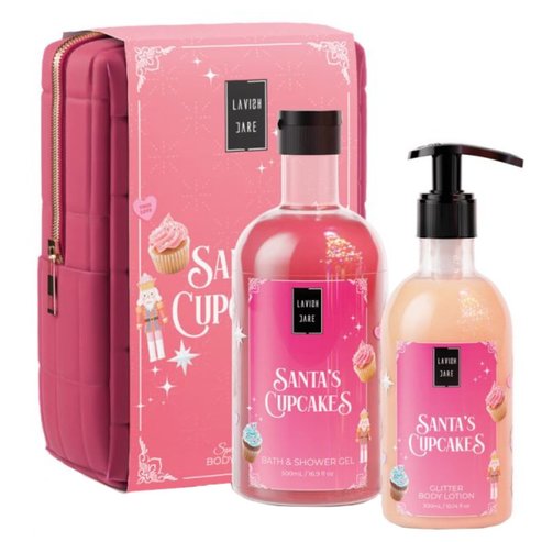 Lavish Care Promo Santa\'s Cupcakes Bath & Shower Gel 500ml & Glitter Body Lotion 300ml & торбичка 1 бр