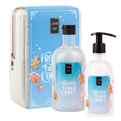 Lavish Care Promo Frosted Ginger Cookies Bath & Shower Gel 500ml & Glitter Body Lotion 300ml & торбичка 1 бр