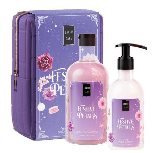 Lavish Care Promo Festive Petals Bath & Shower Gel 500ml & Glitter Body Lotion 300ml & торбичка 1 бр