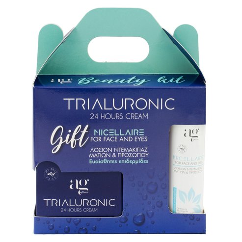 AgPharm Beauty Kit Trialuronic 24h Cream 50ml & Подарък Мицеларен лосион за отстраняване 100мл