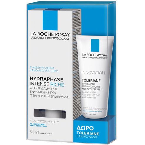 La Roche-Posay Hydraphase Intense Riche Интензивно хидратиращ крем с богата текстура 50ml & Подарък Toleriane Caring Wash 50ml