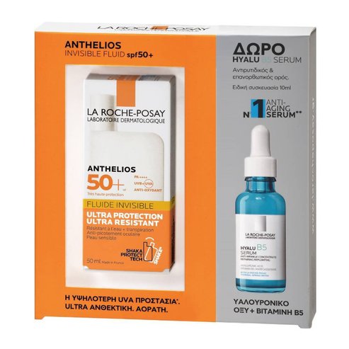 La Roche-Posay Promo Anthelios Fluid Invisible Spf50+ Shaka 50ml & подарък Hyalu B5 Anti-Wrinkle Serum 10ml